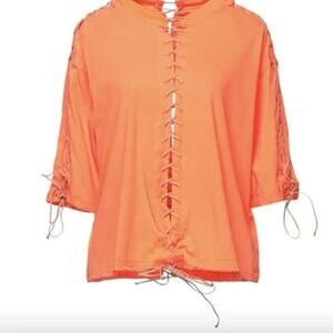 Orange Lace-Up Short Sleeve Tee